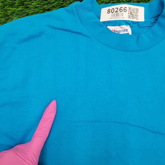 Vintage 80s Hanes Shirt M/L 20x28 Blue Jaguar Aztec Logo - Picture 6 of 14